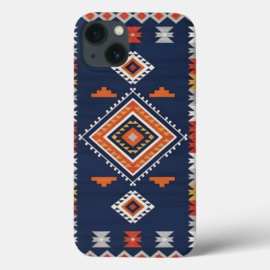 Azure Navy and Terracotta Geometric Tribal Case-Mate iPhone Case (Achterkant)