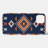 Azure Navy and Terracotta Geometric Tribal Case-Mate iPhone Case (Achterkant (horizontaal))