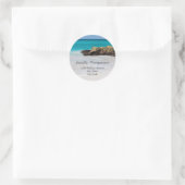 Azure Ocean Sandy Beach Foto - Adres Ronde Sticker (Tas)