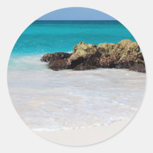 Azure Ocean Sandy Beach Foto Ronde Sticker