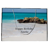 Azure Ocean Sandy Beach Foto Verjaardag Groot Cadeauzakje (Achterkant)