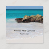 Azure Ocean Sandy Beach Foto Vierkante Visitekaartje (Voorkant)