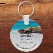 Azure Ocean Sandy Beach Fotobedrijf Sleutelhanger (Voorkant)