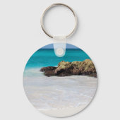 Azure Ocean Sandy Beach Fotobruiloft Sleutelhanger (Achterkant)
