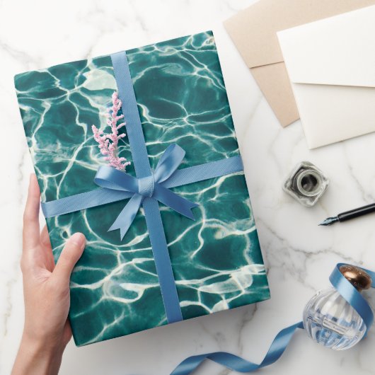 Azure Ocean Waves Wrapping Paper Cadeaupapier (Geschenken)