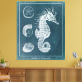 Azure Seahorse Study I Canvas Afdruk (Insitu (Woonkamer))