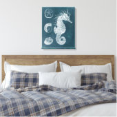 Azure Seahorse Study I Canvas Afdruk (Insitu (Slaapkamer))