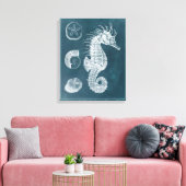 Azure Seahorse Study I Canvas Afdruk (Insitu (Woonkamer))