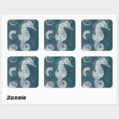 Azure Seahorse Study I Vierkante Sticker (Vel)