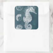 Azure Seahorse Study I Vierkante Sticker (Tas)