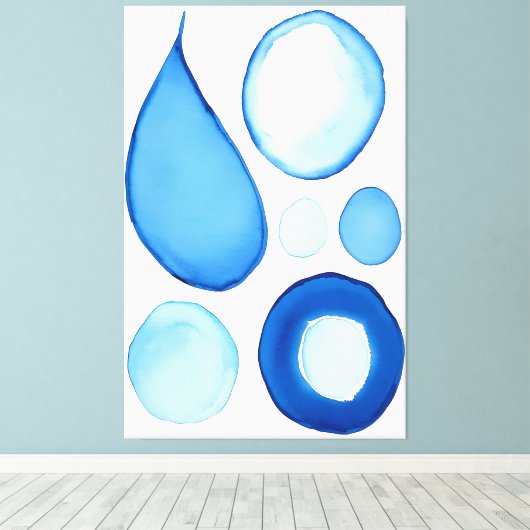 Azure Serene Curves Abstract Canvas Afdruk (Insitu (Houten vloer))
