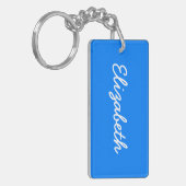 Azure Solid Color Customize It Sleutelhanger (Voorkant Links)