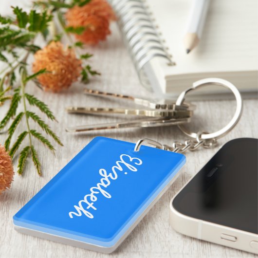 Azure Solid Color Customize It Sleutelhanger (Voorkant Rechts)