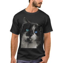 Azure Soul Zwarte Kat Blauwe Ogen T-Shirt