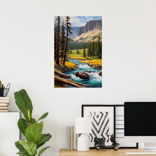 Azure Stream te midden van een Green Valley Poster (Thuiskantoor)