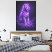 Azure Thunder White Tiger – Skyborn Majesty Canvas Afdruk (Insitu (Slaapkamer))