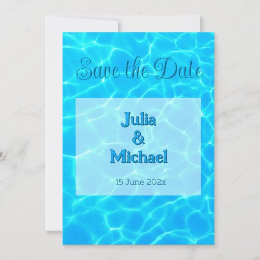 Azure Turquoise Blue Water Reflection Minimalism Save The Date (Voorkant)