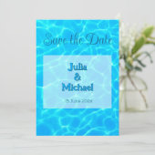 Azure Turquoise Blue Water Reflection Minimalism Save The Date (Staand voorkant)