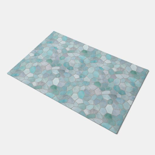 Azure Verdigris Mosaic Deurmat (Schuin)