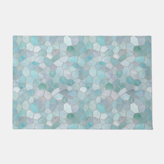 Azure Verdigris Mosaic Deurmat (Voorkant)