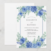 Azure Vivid Hydrangea Spring Wedding Kaart (Voorkant / Achterkant)