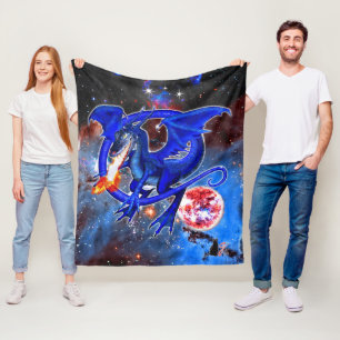 Azurite Cosmic Dragon Fleece Deken