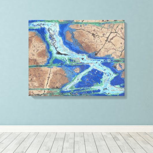 Azurite Malachite Stone op verwaterd Canvas (Insitu (Houten vloer))