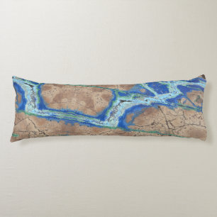 Azurite Stone Beige en Turquoise Lichaamskussen
