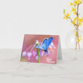 Azuurblauwe Vlinder Kaart (Gele Bloem)