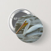 B14 Witte Pelikaan Ronde Button 5,7 Cm (Voorkant /achterkant)