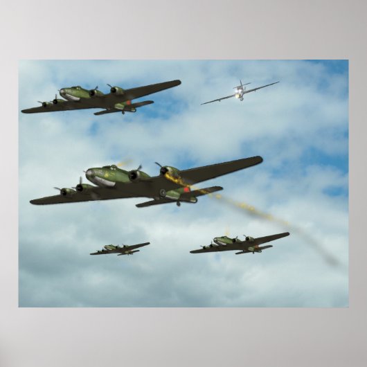 B17 bij aanval poster (Voorkant)