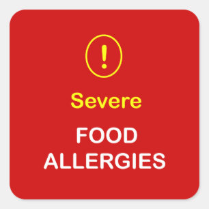 b1 - Ernstige allergieën voor levensmiddelen. Vierkante Sticker