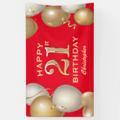 B21e verjaardag Rode en gouden ballonnen Spandoek (Verticaal)