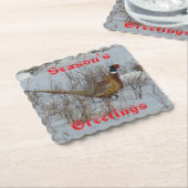 B23 Ring Necked Pheasant in Snow Coaster Kartonnen Onderzetters (Gebogen)