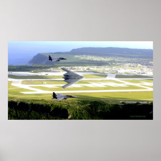 B2 Stealth met F15 Escort Poster