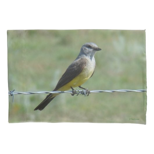 B44 Western Kingbird op Barb Wire Fence Kussensloop (Voorkant)