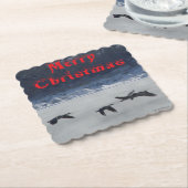 B48a  Canadian Geese Over Frozen River Coaster Kartonnen Onderzetters (Gebogen)