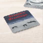 B48b Canadian Geese Over Frozen River Coaster Kartonnen Onderzetters (Gebogen)