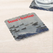 B49b Canada Geese on Foggy Frozen River Coaster Kartonnen Onderzetters (Gebogen)