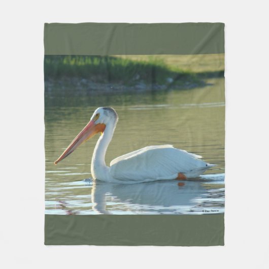 B4 Witte Pelikaan Fleece Deken (Voorkant)
