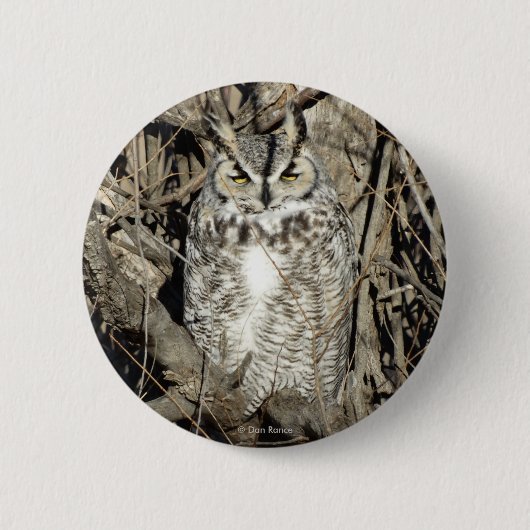 B51 Great Horned Owl Ronde Button 5,7 Cm (Voorkant)