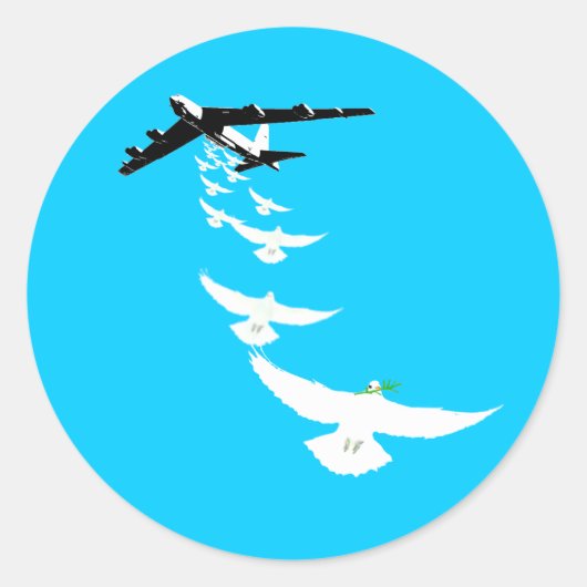 B52 Peace Dove Bomber Ronde Sticker (Voorkant)