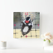 B53 Downy Woodpecker Vierkante Klok (Huis)