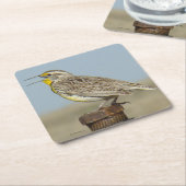 B6 Westerne meadowlark Vierkante Kartonnen Onderzetter (Schuin)