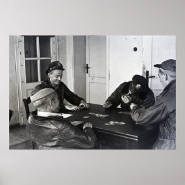 B-17 Bomberpiloten die kaarten spelen Poster