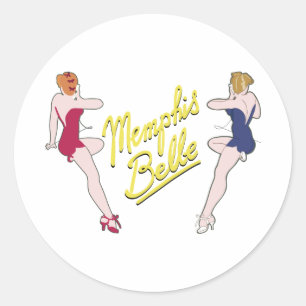 B-17 Flying Fortress Memphis Belle Nose Art Ronde Sticker