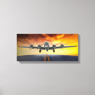 B-17 FLYING FORTRESS TAKEFFING CANVAS AFDRUK