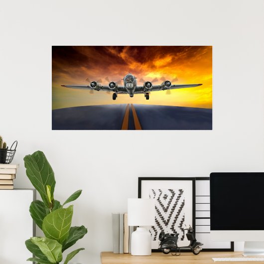 B-17 FLYING FORTRESS TAKEFFING POSTER (Thuiskantoor)