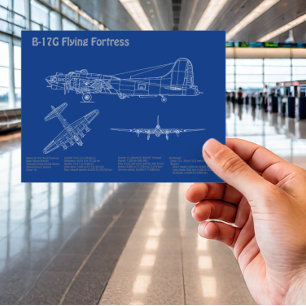 B-17 Flying Fortress - Vliegtuigblauwdruk Plannen Briefkaart