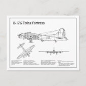 B-17 Flying Fortress - Vliegtuigblauwdruk Plannen Briefkaart (Voorkant)